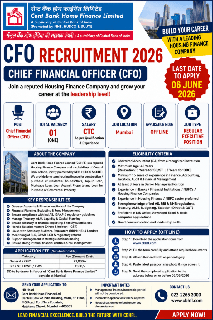 CBHFL CFO Recruitment 2026