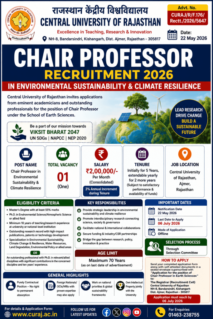 CURAJ Chair Professor Recruitment 2026