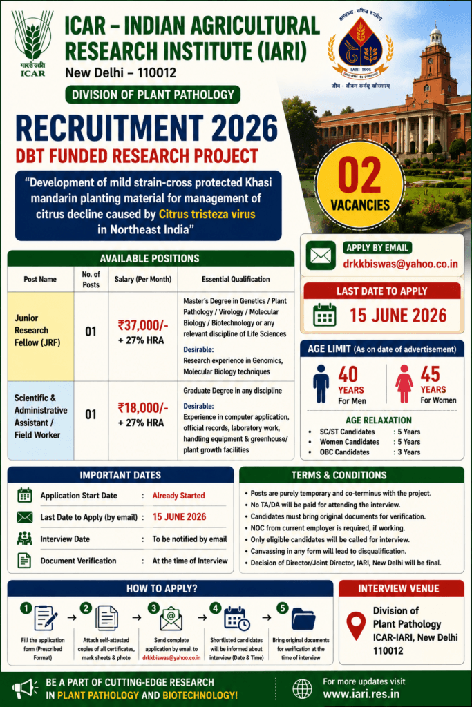 ICAR IARI JRF Recruitment 2026