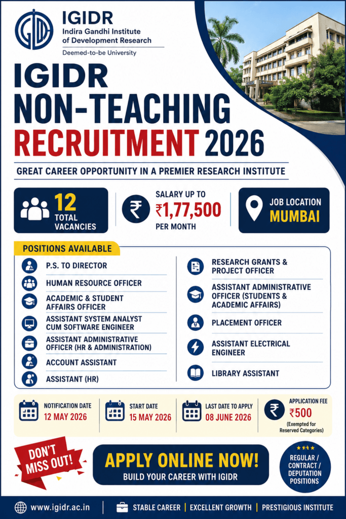 IGIDR Non-Teaching Recruitment 2026