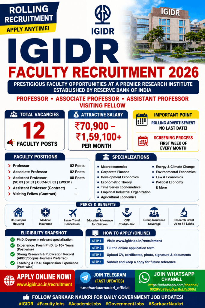 IGIDR Faculty Recruitment 2026