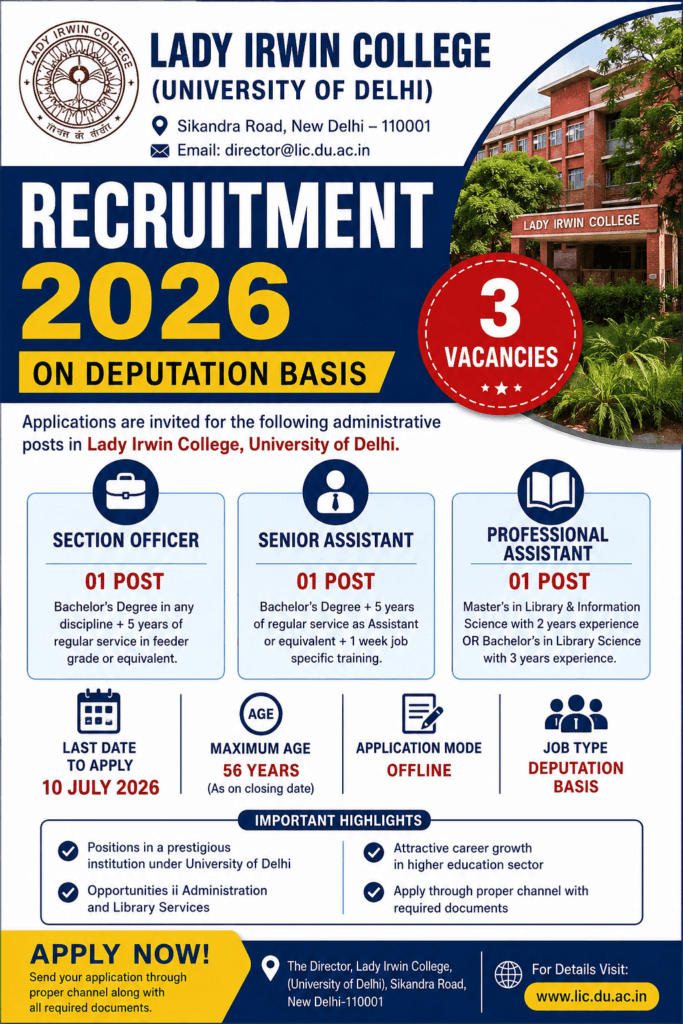 Lady Irwin College Recruitment 2026