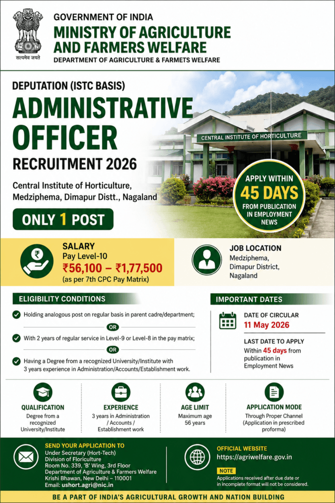 Ministry of Agriculture Administrative Officer Recruitment 2026