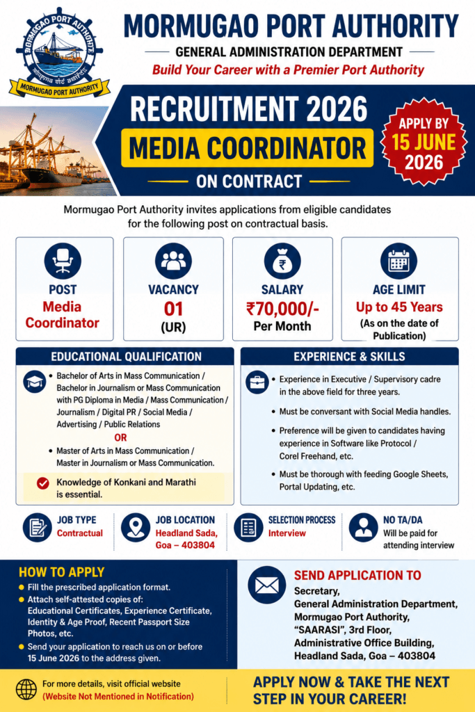 Mormugao Port Authority Recruitment 2026