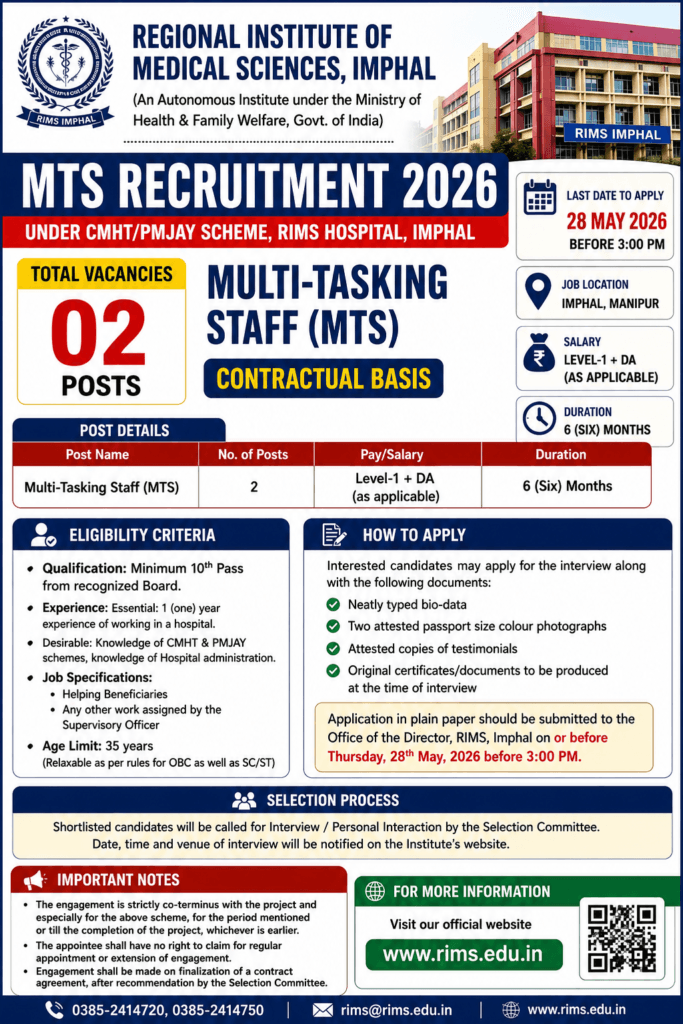 RIMS Imphal MTS Recruitment 2026