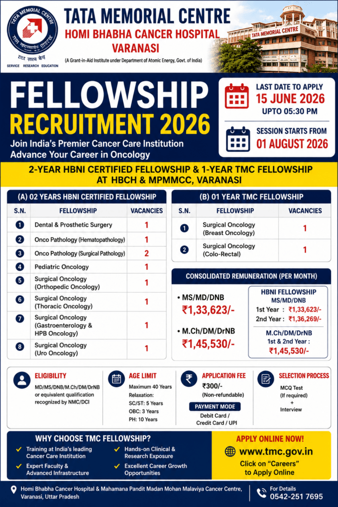 TMC HBNI Fellowship Recruitment 2026