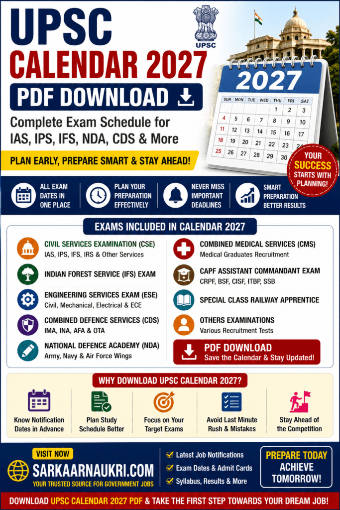 UPSC Calendar 2027 PDF Download
