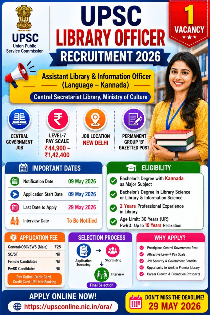 UPSC Library Officer Recruitment 2026