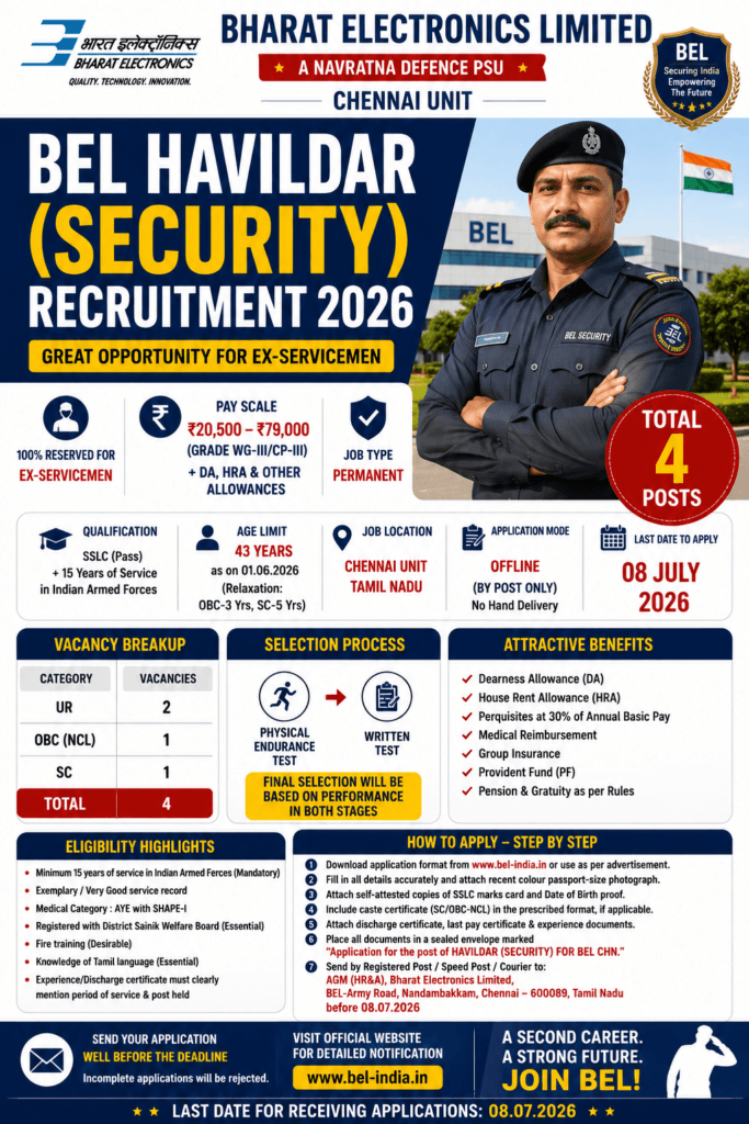 BEL Havildar Security Recruitment 2026