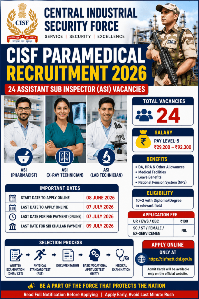 CISF Paramedical Recruitment 2026