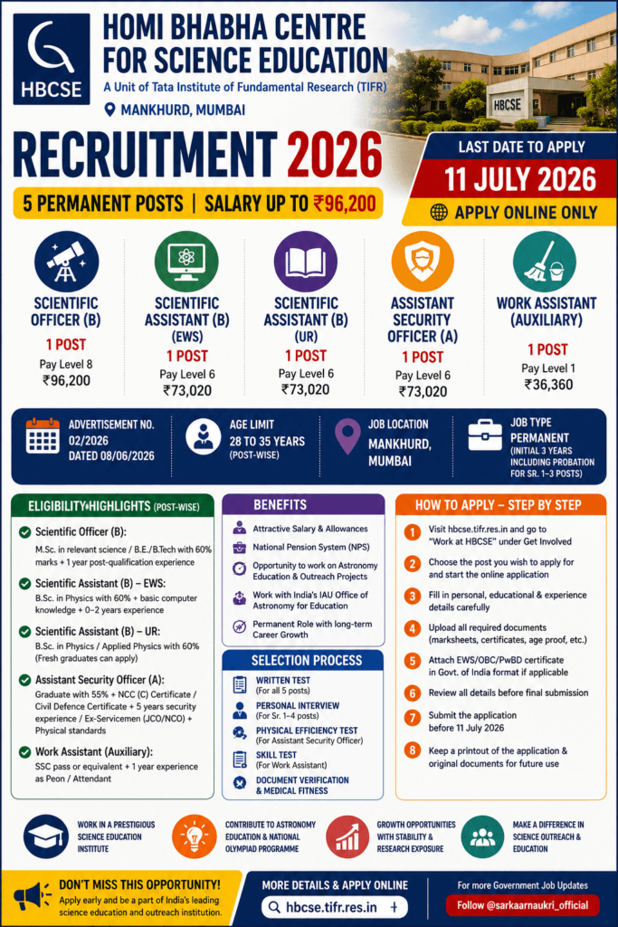 HBCSE Recruitment 2026