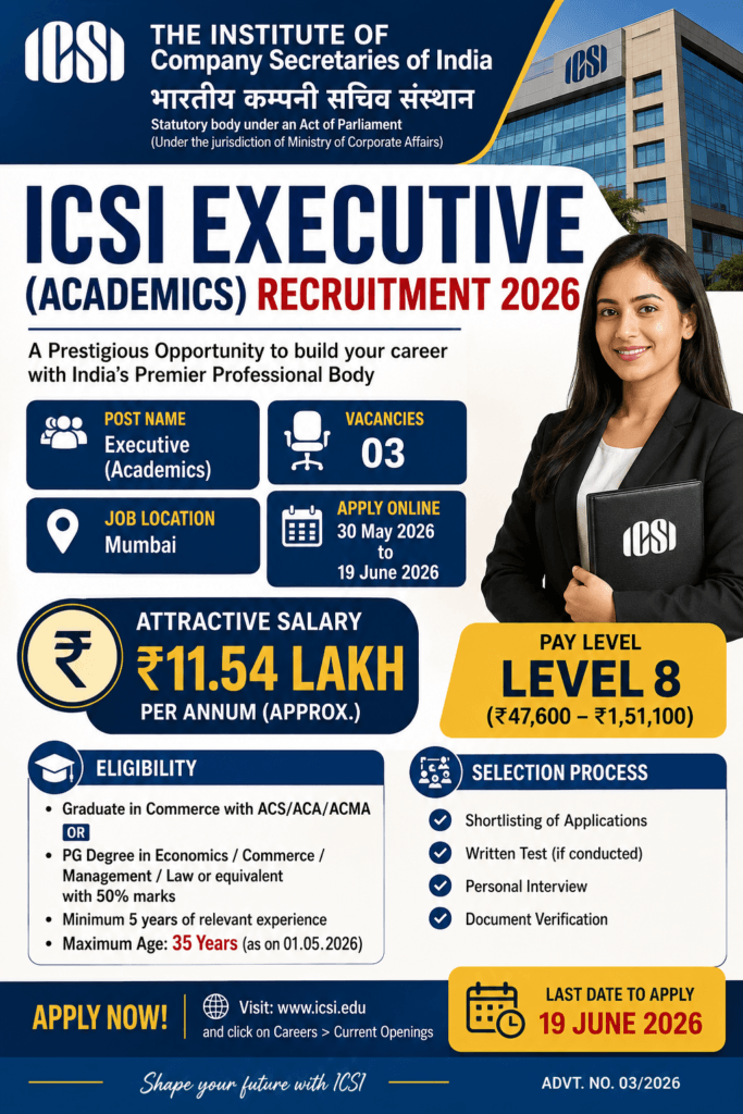 ICSI Executive Recruitment 2026