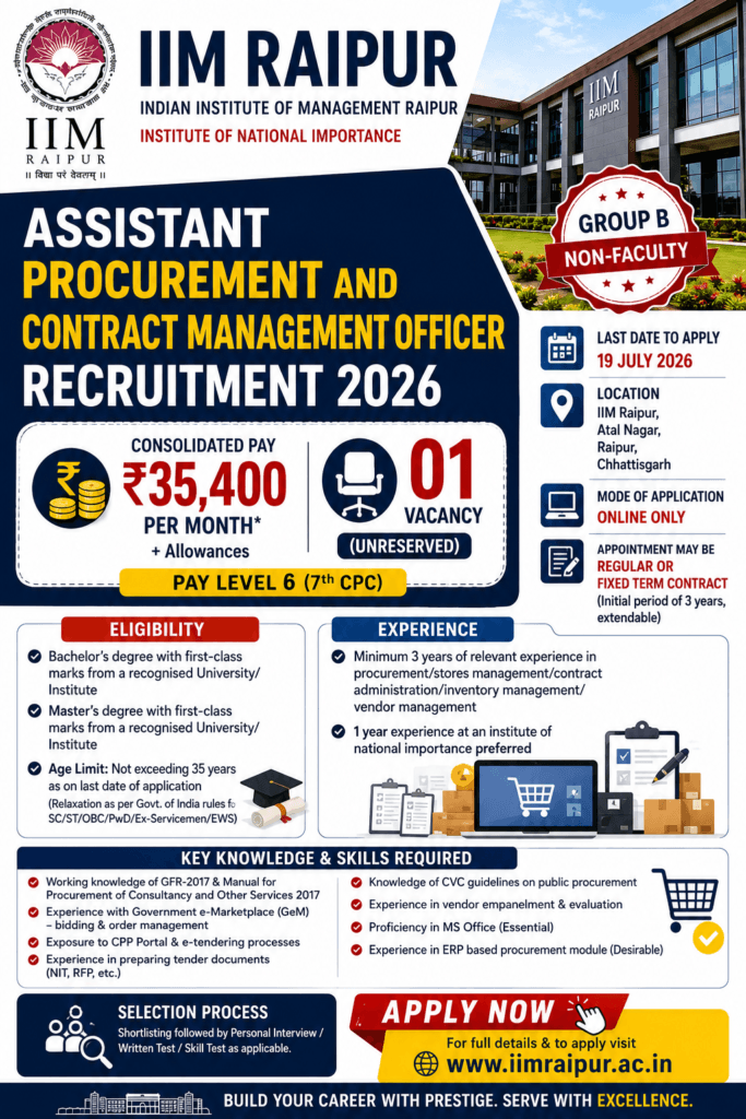 IIM Raipur Procurement Officer