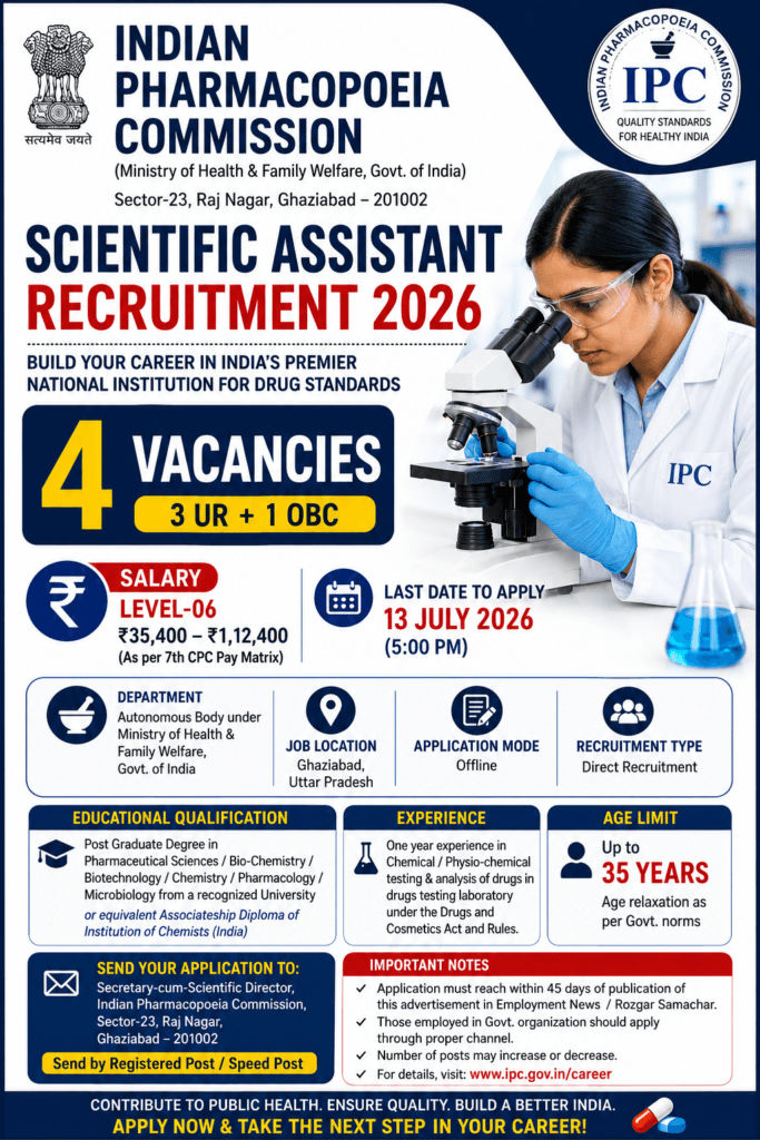 IPC Scientific Assistant Recruitment 2026