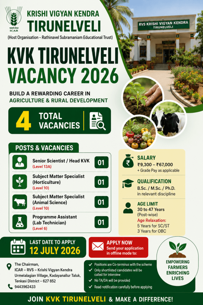 KVK Tirunelveli Vacancy 2026