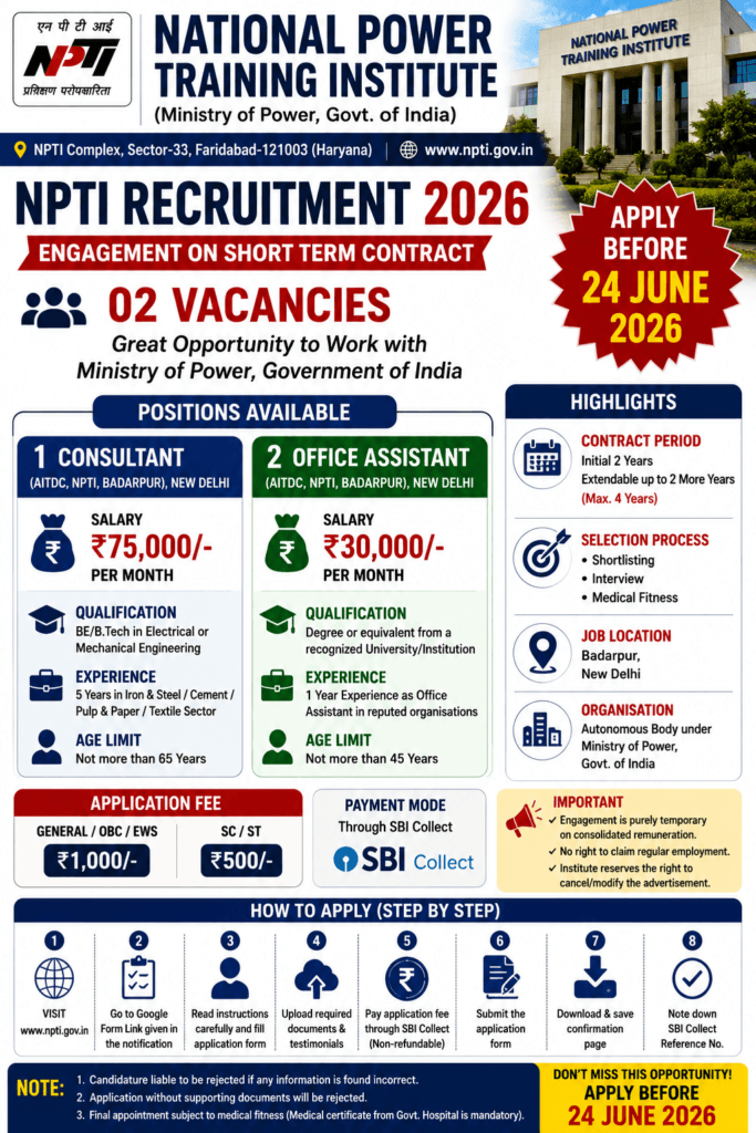 NPTI Consultant Recruitment 2026