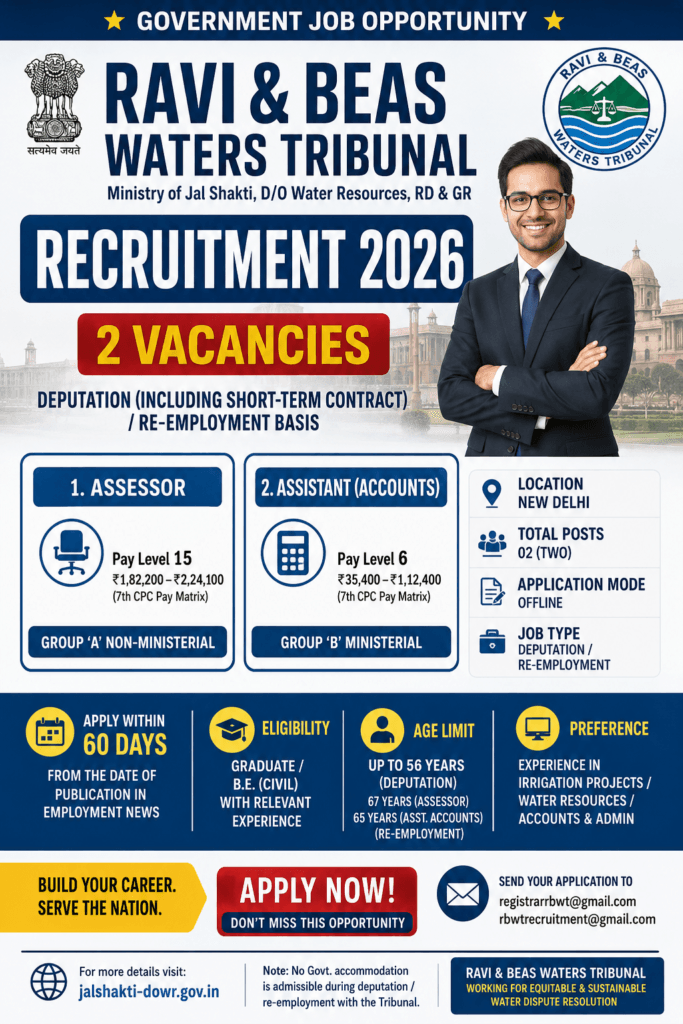 Ravi Beas Waters Tribunal Recruitment 2026