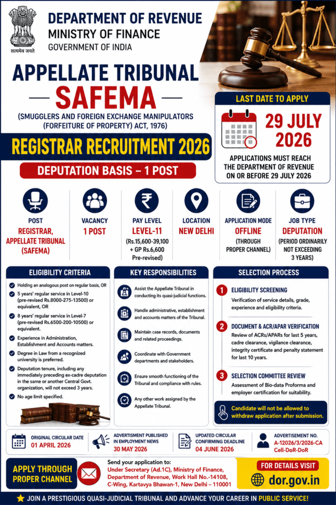 SAFEMA Registrar Recruitment 2026