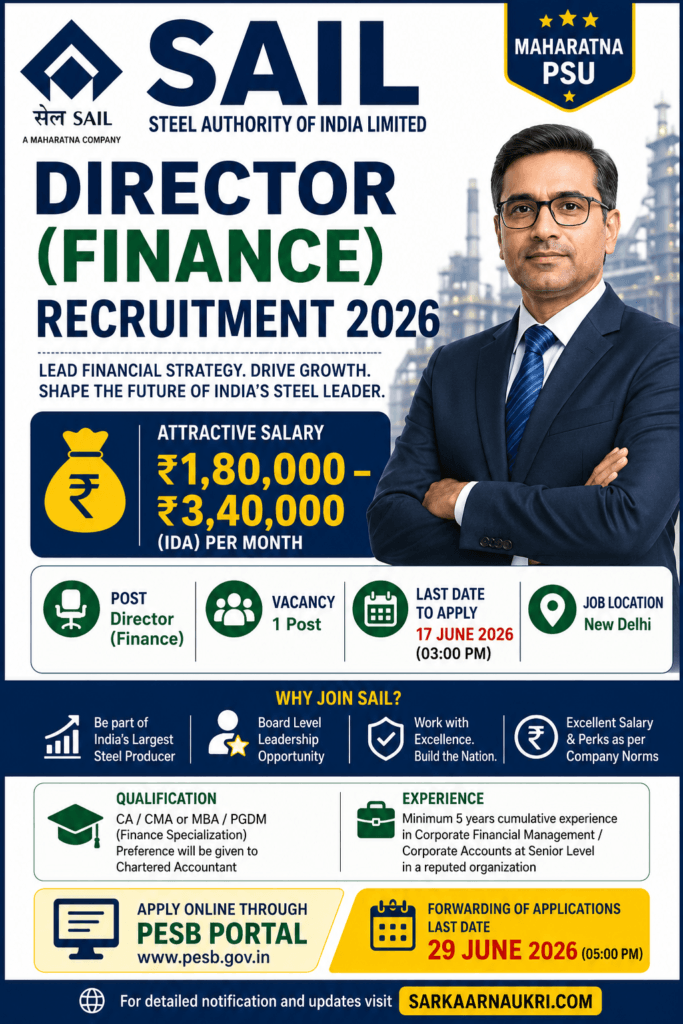 SAIL Director Finance Recruitment 2026