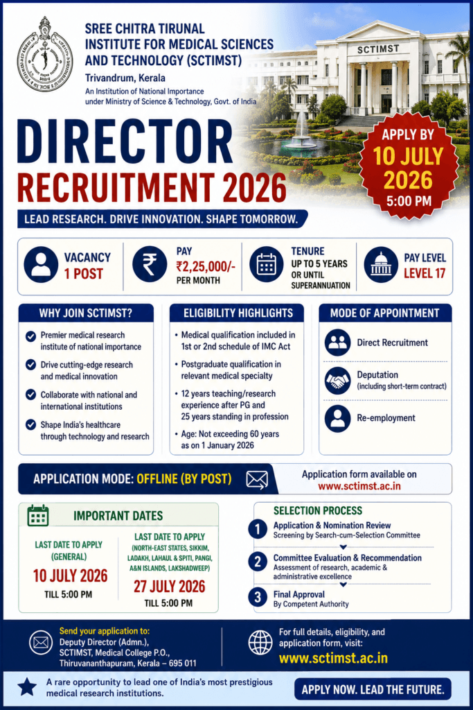 SCTIMST Director Recruitment