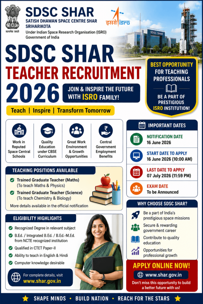 SDSC SHAR Teacher Recruitment 2026
