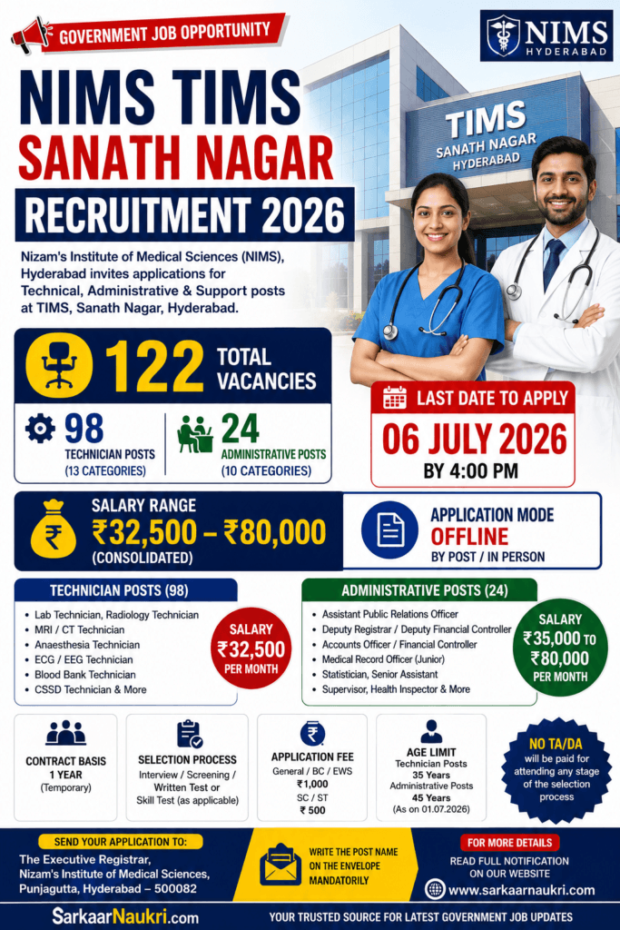 TIMS Sanath Nagar Recruitment 2026