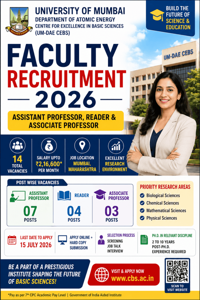 UM-DAE CEBS Faculty Recruitment 2026