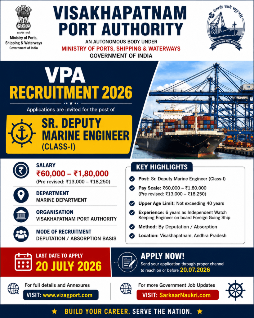 VPA Marine Engineer Vacancy 2026