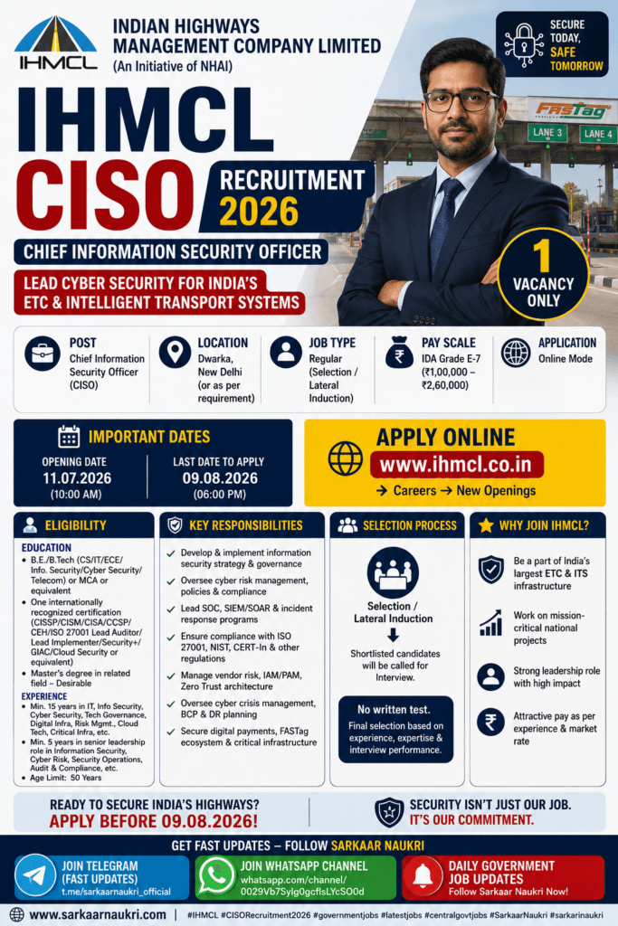 IHMCL CISO Recruitment 2026