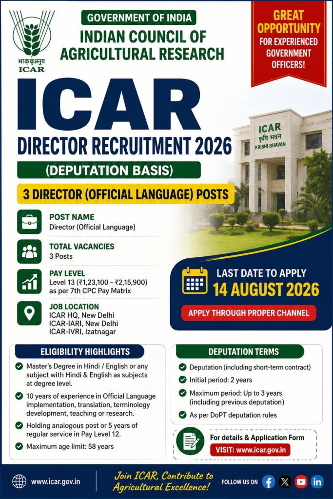 ICAR Director Recruitment 2026