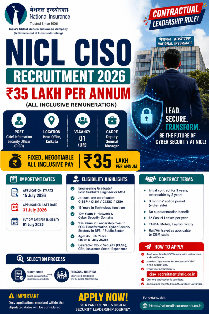 NICL CISO Recruitment 2026
