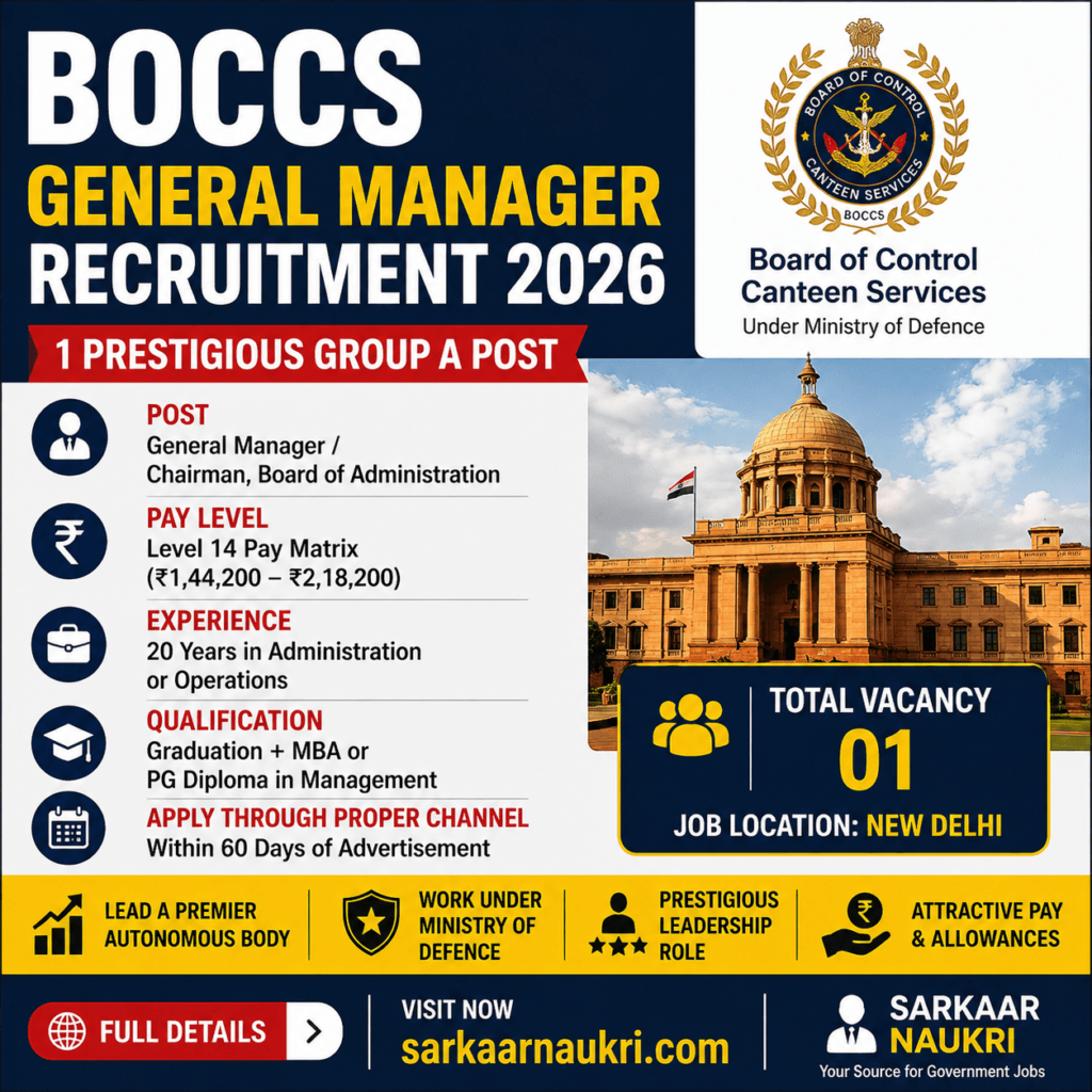 BOCCS General Manager Recruitment 2026