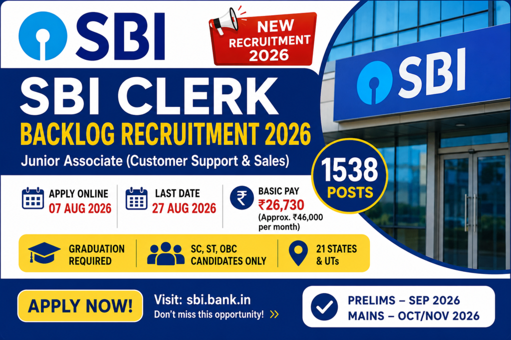 SBI Clerk Backlog Recruitment 2026